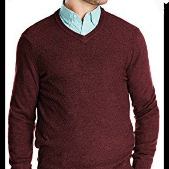 Dockers texture mini diamond V neck sweater color burgundy size XXL - Picture 2 of 12